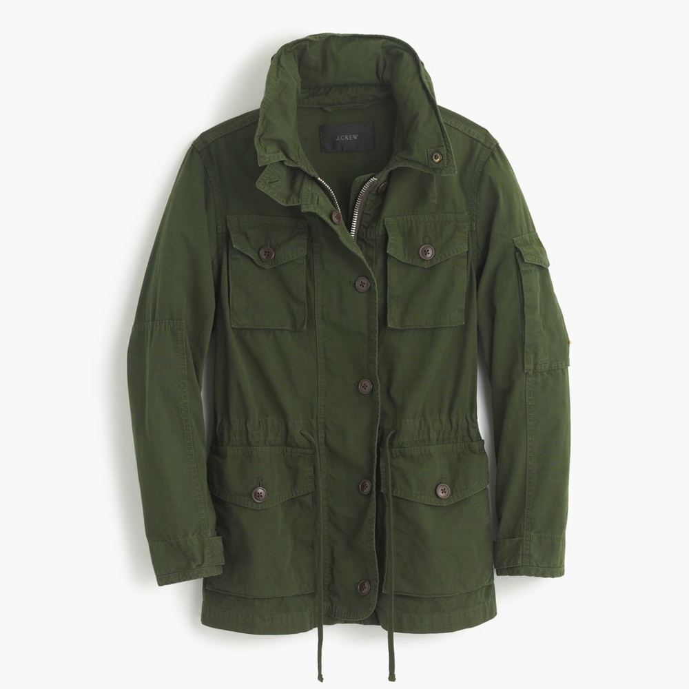 J. Crew Green Utility Jacket with Adjustable Waist